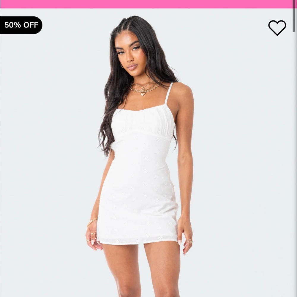 Edikted Embroidered Open-Back Mini Dress